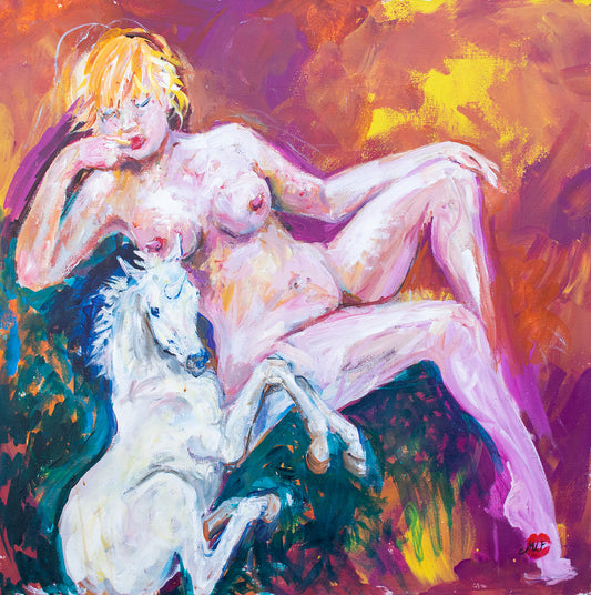 Nymph and Unicorn (Original Painting)